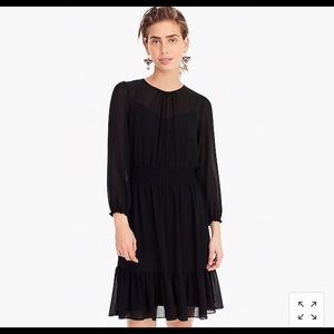 JCrew black chiffon dress with smocking